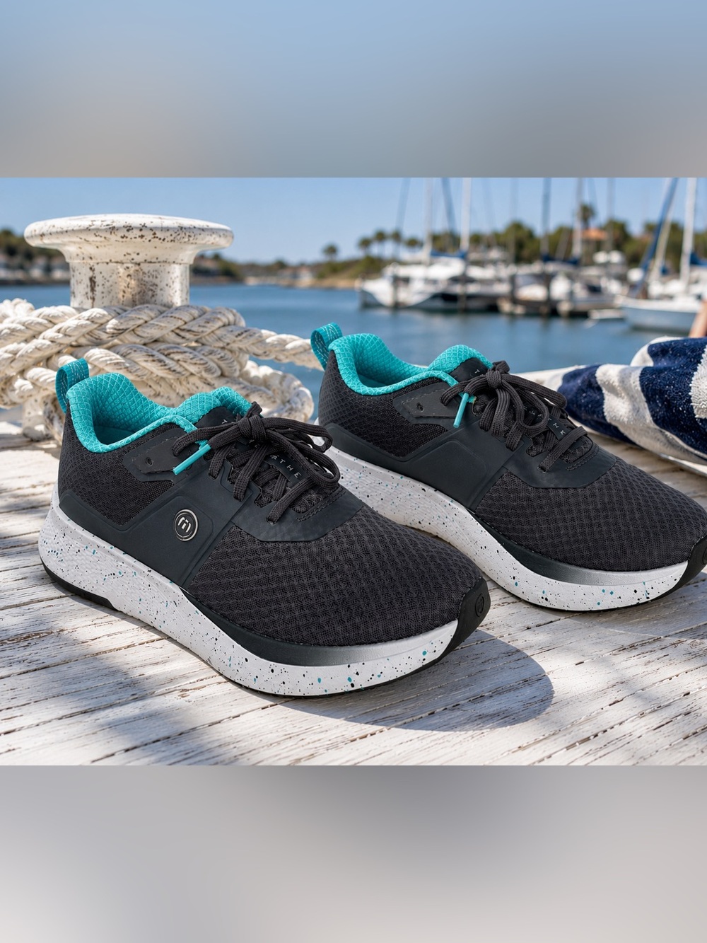 TravisMathew The Nuage Sneakers Gray Teal Women’s 7.5 NWOB